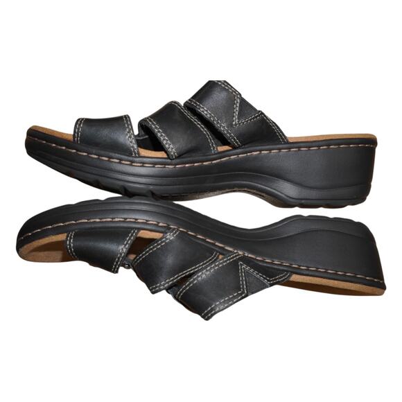 Clarks Collection Black Leather Comfort Sandals Womens US 11 EU 42.5 - Picture 12 of 12